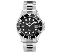 Dugena Herren Quarz-Armbanduhr, Schraubkrone, Gehärtetes Mineralglas, Diver, Silber/Schwarz, 4460512