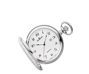 Dugena Herren-Taschenuhr 4460636-1, Savonette, Quarz, weißes Zifferblatt, Edelstahlgehäuse