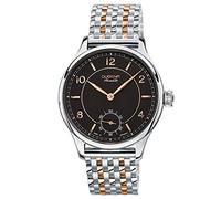 Dugena Mechanik, Herren Mechanik-Armbanduhr, Handaufzugswerk, Saphirglas, Bicolor Edelstahl-Armband, Edelstahlgehäuse mit Glasboden, Epsilon 8, Silber/Schwarz/Gold, 7090115