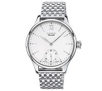 Dugena Mechanik, Herren Mechanik-Armbanduhr, Handaufzugswerk, Saphirglas, Edelstahl-Armband, Edelstahlgehäuse mit Glasboden, Epsilon 9, Silber/Weiß, 7090116