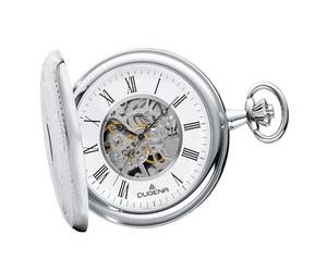 DUGENA Taschenuhr für Herren - Mechanische Uhr mit Handaufzug, Edelstahlgehäuse & Kette - Klassische Kettenuhr im Vintage-Stil, Modell 4460637-1, inspiriert von traditioneller Uhrmacherkunst