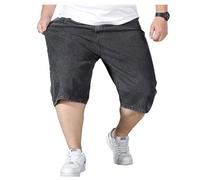 duhapy Herren Lange Shorts Denim Shorts, Übergroße Herren Jeans Shorts Sommer Lässige Jeanshose, Kurze Hose Herren Taschen Plus Size Cargohose Kurz Shorts Sweatpants Trainingshose Sportshorts (B,6XL)
