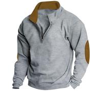 DUHGBNE Angebote des Tages Heute Herren Cord Pullovers Herren Warmer Kordsamt Langarmshirt Lockere Vintage Farbblock Patchwork Sweatshirts Ellenbogen-Patches Sweat Herren-Jacken Winter Angebote