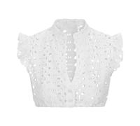 DUHGBNE Dirndl Damen Bluse Spitze Blusen Lace Base Coat Damen Kurzarm Für Oktoberfest Sexy Outfit Für Damen Top Shirt Damen Trachtenbluse (Clear, S)