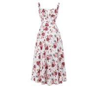 DUHGBNE Elegantes Kleid Damen, Strandkleid Damen Große Größen, Abendkleider Elegant Für Hochzeit Boho Maxikleider Sommer Kleid Hochzeitsgast Blumenkleid Elegant Festliche Kleider
