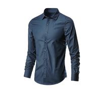 DUHGBNE Herren Hemd Langarm Sommer Herrenmode, Business, Freizeit, Farbe, Langärmeliges Hemd, Bluse Hemd Blau