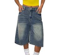 DUHGBNE Jeans Kinder Mädchen, Kinder Hosen Mädchen, Baggy Jeans Shorts Denim Kurze Hosen Sommer Jorts Stretch Kinder Y2K Sommerhose Elastische Taille Kurz Jeanshose Weites Bein Jeansshorts Teenager