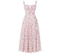 DUHGBNE Kleid Weiss Damen, Baumwollkleid Damen Sommer, Abendkleider Elegant Für Hochzeit Boho Maxikleider Sommer Kleid Hochzeitsgast Blumenkleid Elegant Festliche Kleider, Warehouse Deals Angebote