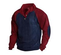 DUHGBNE Sale Angebote Herren Cord Pullovers Herren Warmer Kordsamt Langarmshirt Lockere Vintage Farbblock Patchwork Sweatshirts Ellenbogen-Patches Sweat Deals of The Day