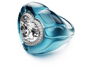 Dulcis Cocktailring, Herzschliff, Pavé, Herz, Blau 58