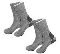 dunaro 1-6 Paar - Extrem robuste und wärmende Vollplüschsocken mit Alpakawolle und CORDURA, 2 Paar / 43-46, Grau