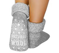 dunaro 1 Paar ABS Anti Rutsch Socken Wollsocken Stoppersocken Noppensocken Damen & Herren (1 Paar / 39-42 grau)
