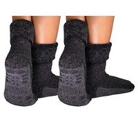 dunaro 2 Paar ABS Anti Rutsch Socken Alpaka Socken Stoppersocken Noppensocken Damen & Herren (2 Paar / 43-46 Anthrazit)