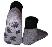 dunaro 2 Paar ABS Anti Rutsch Socken mit Alpaka Wolle Socken Stoppersocken Noppensocken Damen Herren (2 Paar / 35-38 Grau)
