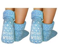 dunaro 2 Paar ABS Anti Rutsch Socken Wollsocken Stoppersocken Noppensocken Damen & Herren (2 Paar / 35-38 blau)