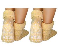 dunaro 2 Paar ABS Anti Rutsch Socken Wollsocken Stoppersocken Noppensocken Damen & Herren (2 Paar / 35-38 gelb)
