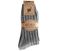dunaro 2 Paar Alpaka Socken Wollsocken besonders kuschelig warm für Damen Herren (2 Paar / 35-38 Dunkelgrau-Grau)