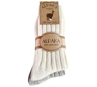 dunaro 2 Paar Alpaka Socken Wollsocken besonders kuschelig warm für Damen Herren (2 Paar / 39-42 Weiß-Grau)