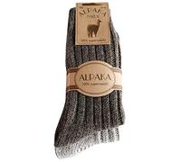 dunaro 2 Paar Alpaka Socken Wollsocken besonders kuschelig warm für Damen Herren (2 Paar / 43-46 Braun-Grau)