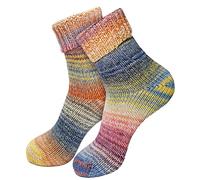 dunaro 2 Paar gestrickte Norweger-Socken Wollsocken Wintersocken kuschelig warm Damen Herren (2 Paar / 35-38 Pastell)