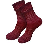 dunaro 2 Paar gestrickte Norweger-Socken Wollsocken Wintersocken kuschelig warm Damen Herren (2 Paar / 39-42 Rot)