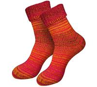 dunaro 2 Paar gestrickte Norweger-Socken Wollsocken Wintersocken kuschelig warm Damen Herren (2 Paar / 35-38 Orange-Pink)
