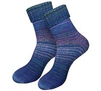 dunaro 2 Paar gestrickte Norweger-Socken Wollsocken Wintersocken kuschelig warm Damen Herren (2 Paar / 35-38 Blau)