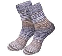 dunaro 2 Paar gestrickte Norweger-Socken Wollsocken Wintersocken kuschelig warm Damen Herren (2 Paar / 39-42 Grau-Beige)