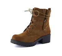 Dune London Kobe Combat-Schnürstiefel für Damen mit Absatz und seitlichem Reißverschluss, große Weiten erhältlich, Hellbraun, 41 EU