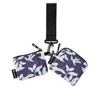 Dunkelblaue Blumen-Kartenetuis für Damen, Kleingeldhalter, schlank, tragbar, Münzgeldbörse, Geldbörse mit Reißverschlussfach für Damen und Herren, 2 Stück, Dunkelblaue Blumen, 1 size