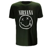 Dunkelgrünes Smiley-T-Shirt von Nirvana - offizielles Produkt XL Grün