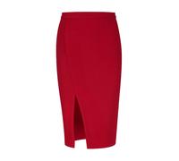 Dunkelroter Bleistiftrock aus Mufflonimitat XL