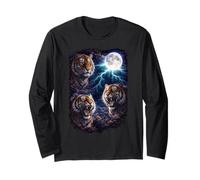 Dunkle Tiger unter dem Vollmond Vintage Fantasy Lightning Langarmshirt