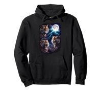 Dunkle Tiger unter dem Vollmond Vintage Fantasy Lightning Pullover Hoodie
