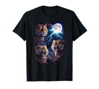 Dunkle Tiger unter dem Vollmond Vintage Fantasy Lightning T-Shirt