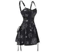 Dunkles Gothic-Damenkleid mit Karomuster, hohe Taille, schmale Passform, Retro-Punk, Harajuku, Lolita, ärmellos, Streetwear, sexy A-Linie, Minikleid, Stil 1-XXXL