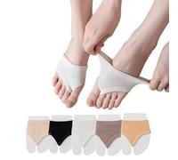 DUNKOING Damen-Socken mit offenem Zehenbereich, Peep-Toe-Topper, Socke für Sandalen, Pantoletten, Flip-Flops, Clogs, Vorfuß-Innensocken, Größe 38-42, 1beige1schwarz1weiß1kaffee1orange, 37-42 EU