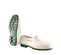 DUNLOP Bicolour Wellie Shoe - Gartenschuhe Damen & Herren - Gartenclogs - Sicherheits-Clogs - Wasserdichte PVC Gummistiefel Arbeitsschuhe - Weiß/Grün - Größe EU 43