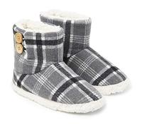 Dunlop Damen Hausschuhe Stiefel Memory Foam Plüsch Bequem Pantoffeln Slipper, Gr.- 37 EU, grau/weiß