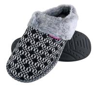 Dunlop - Damen niedlich kuschelig Plüsch Memory Foam gestrickt Hausschuhe mit offenen Rücken Mules EU 42 / UK 8