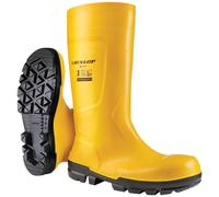 DUNLOP Work-It S5 - Arbeitsstiefel aus PVC für Damen und Herren - Wasserdichte Sicherheitsstiefel mit Stahlkappe - Baustellenstiefel - Chemikalienbeständig und rutschfest - Gelb - Größe 35 bis 50