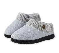 DUNLOP Hausschuhe Damen mit Sherpa Fleece Futter und Memory Foam, Rutschfeste Pantoffeln Damen (38 EU, Hellgrau, numeric_38)