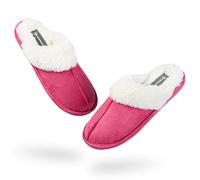 DUNLOP Hausschuhe Damen Plüsch, Flauschige Pantoffeln Damen, Antirutsch Sohle und Memory Foam (38 EU, Hot Pink, numeric_38)