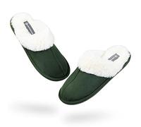 DUNLOP Hausschuhe Damen Plüsch, Flauschige Pantoffeln Damen, Antirutsch Sohle und Memory Foam (38 EU, Schnittlauch Grün, numeric_38)