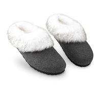 DUNLOP Hausschuhe Damen Plüsch, Pantoffeln Damen mit Anti-Rutsch Sohle, 37-41 (39 EU, Anthrazit, numeric_39)