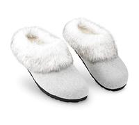 DUNLOP Hausschuhe Damen Plüsch, Pantoffeln Damen mit Anti-Rutsch Sohle, 37-41 (41 EU, Grau, numeric_41)