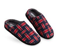 DUNLOP Hausschuhe Herren gefüttert, Rutschfeste Pantoffeln Herren mit Memory Foam (Marineblau/Burgunderrot, numeric_42)