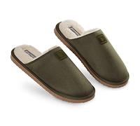 Dunlop Hausschuhe Herren | Winter Pantoffeln Herren Memory Foam Anti Rutsch | Pantoffeln Hüttenschuhe Plüsch | Warme Hausschuhe Männer Drinnen | Geschenk Für Männer Geburtstag (43 EU, Khaki)