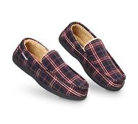 Dunlop Hausschuhe HerrenWinter Pantoletten Memory FoamPantoffeln Hüttenschuhe PlüschHausschuhe MännerPantoffeln Drinnen DraußenGeschenk Für Männer,Marine & Burgunder,46 EU