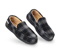 Dunlop Hausschuhe HerrenWinter Pantoletten Memory FoamPantoffeln Hüttenschuhe PlüschHausschuhe MännerPantoffeln Drinnen DraußenGeschenk Für Männer,Schwarz & Grau,44 EU